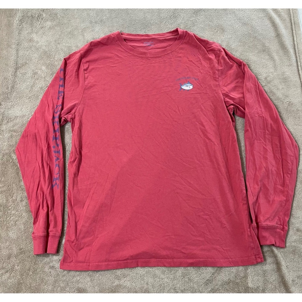 Southern Tide Skipjack Shirt Men's Large Red Crew-neck Outdoor Long Sleeve GOOD